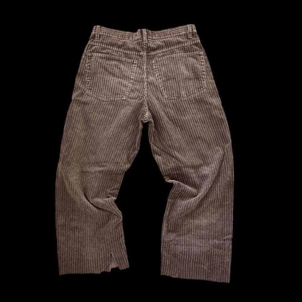 Vintage 90's Anchor Blue Wide‎ Leg Corduroy Pants Sz 32 X 25 Brown Cut Hem Y2K